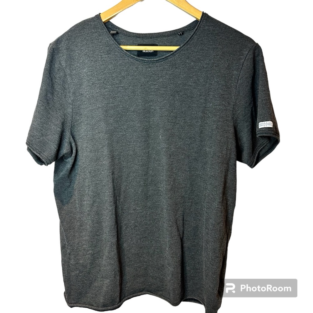 Hudson Raw Hem Grey Tee Size Large